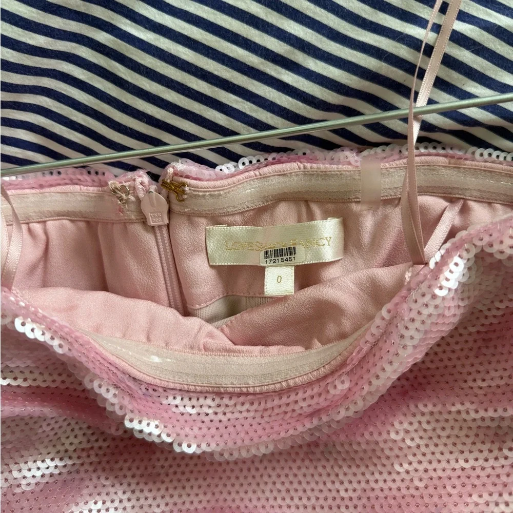 LoveShackFancy Pink Sequin Strapless Dress - Picture 4 of 7